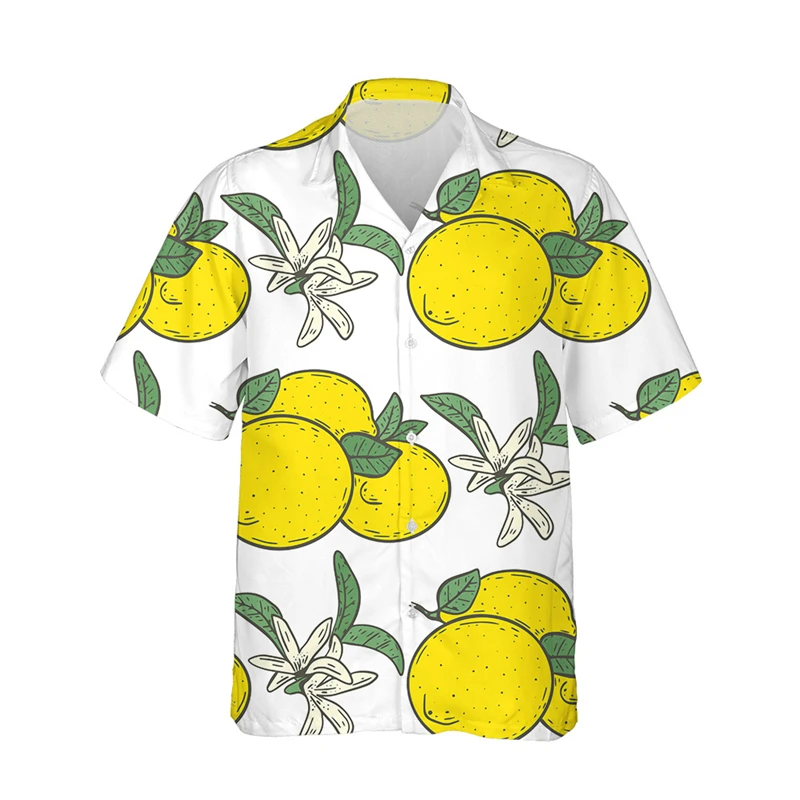 Camisa de verano nueva para mujer, camisa con estampado 3D de limón y naranja, camisa de mujer de estilo casual de frutas, camisa de mujer de tendencia de moda, top corto para mujer