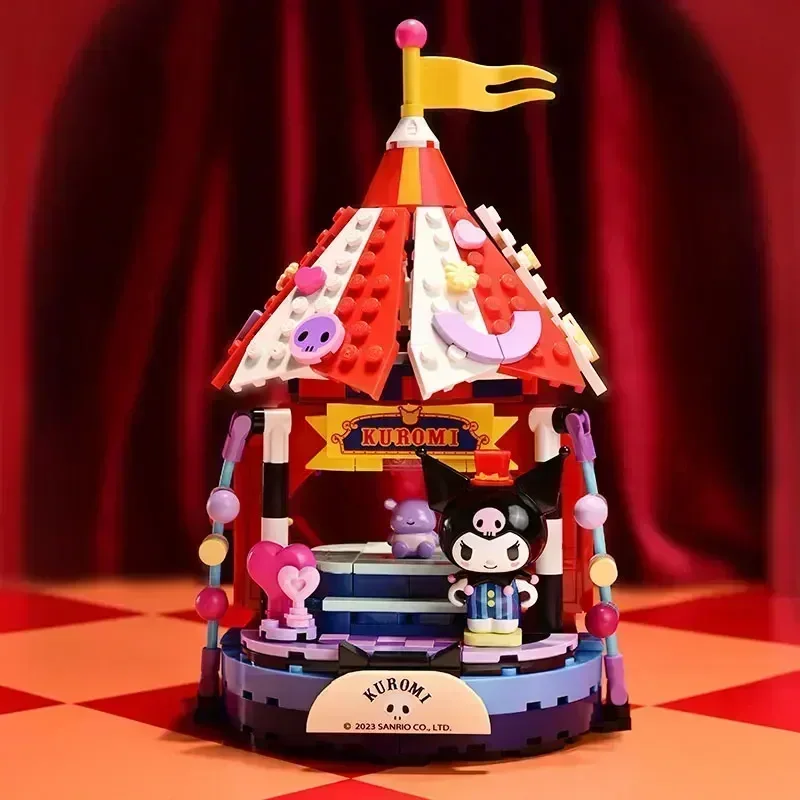 New Keeppley Sanrio Building Blocks Magic Circus Kawaii Kuromi Hello Kitty Pochacco Assembled Model Toy Christmas Gift