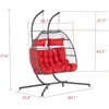 Indoor Outdoor Egg Hanging Chair with Stand - Double Patio Wicker Swing & Hammock Chair 4