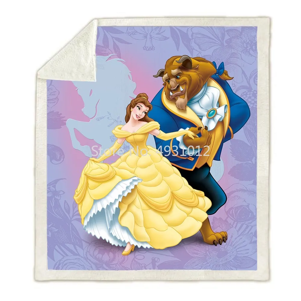 Disney Cartoon Baby Blanket Beauty and Beast Blankets Throw for Bed Sofa Bedspread Bedding Sherpa Blankets Boys Girls Kids Gift 3