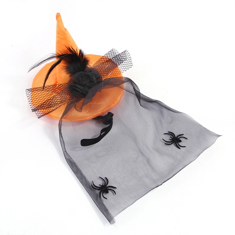 1pcs Halloween pet funny headgear, cat magic headgear, hat, black gauze, spider funny supplies