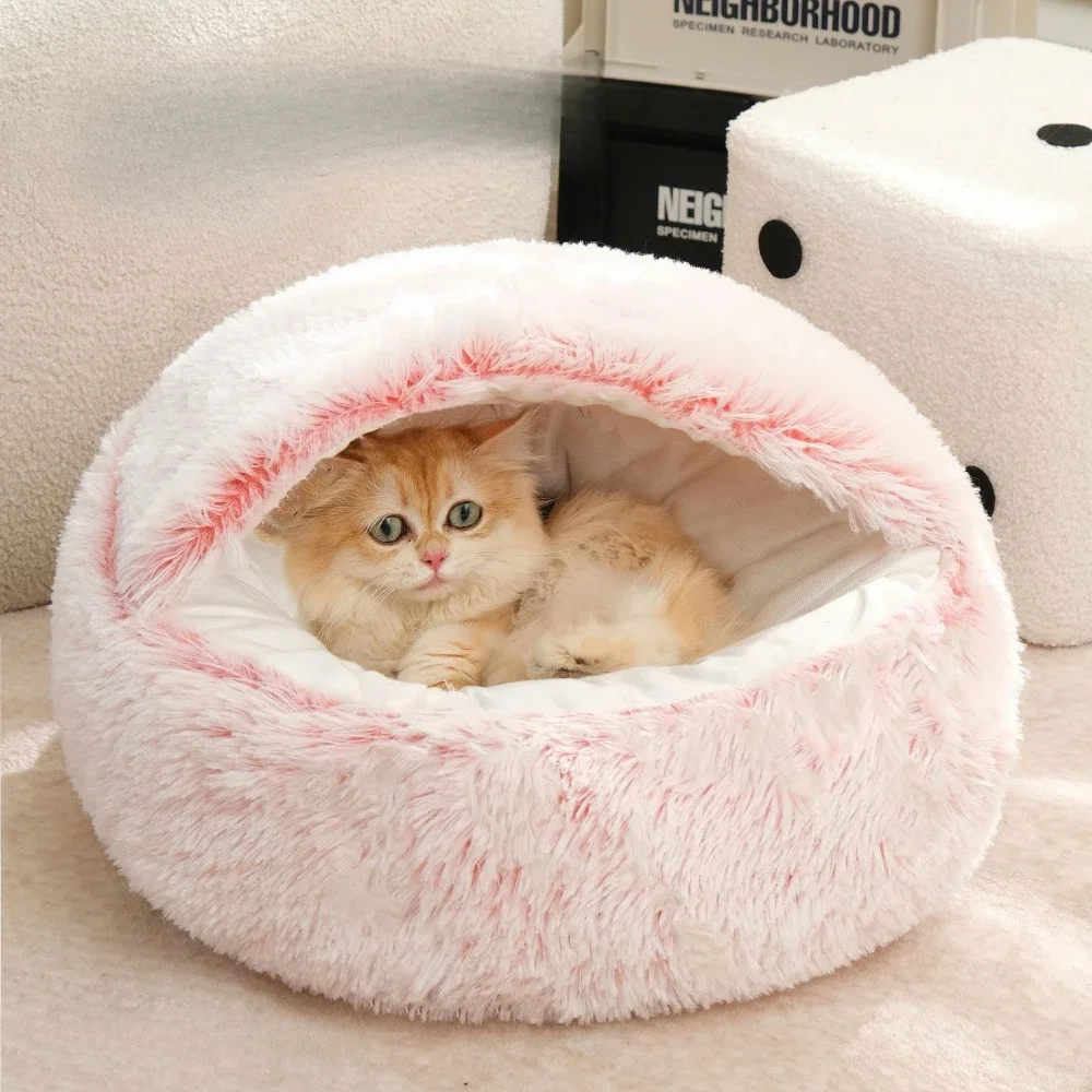 Cat Beds Simple Comfort Warm Puppy Sleeping Nest 2 in 1 Warms Long Soft Plush Round Cats Cushion Semi Enclosed Pet Sleep Bags Cat Beds Simple Comfort Warm Puppy Sleeping Nest 2 in 1 Warms Long Soft Plush Round Cats Cushion Semi Enclosed Pet Sleep Bags