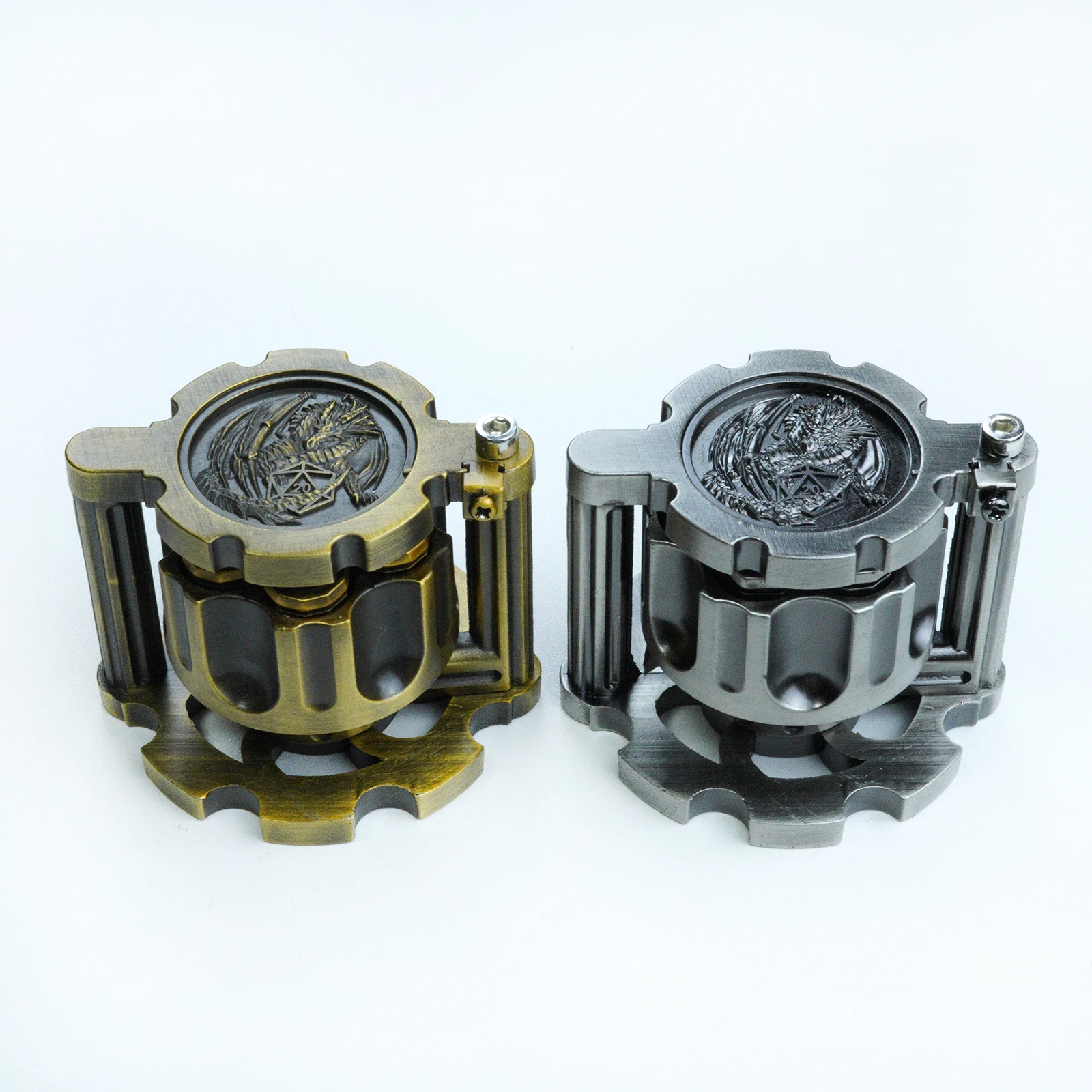 Metal Polyhedral Dices Set With Revolver Cylinder Dices Storage Multi-Sided Dices Adult Kid Plaything Perfect For 4