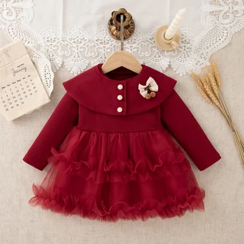 Autumn New Christmas Party Baby Girl Two-Piece Set, Sweet Red Children'S Clothing (9 Months -3 Years Old) 1