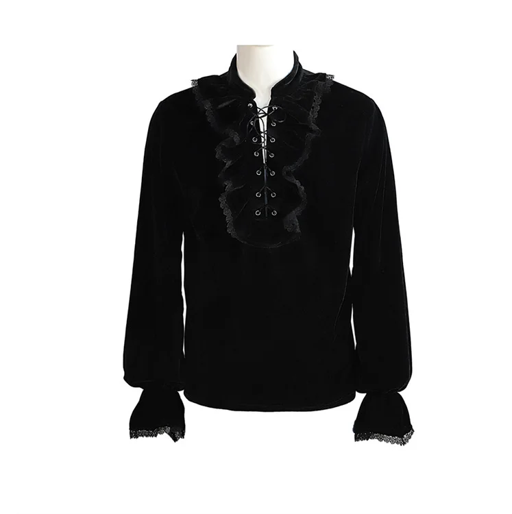 

Medieval Goth Women Fashion Blouse Bow Tie Patchwork Long Sleeve Solid Color Pullover Gothic Style Ladies Velvet Blouse Autumn