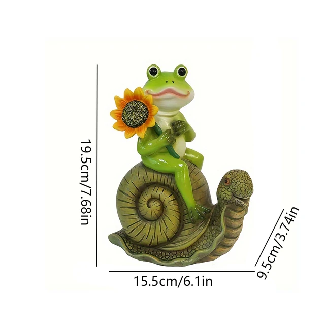 Statue d'escargot d'équitation de grenouille de bande dessinée, artisanat extérieur de résine d'animal, décorations d'art, jardin paysager illimité, 1pc 6
