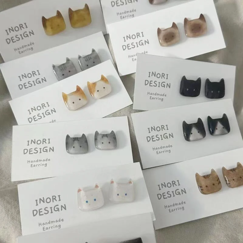 Adorable Kitten Stud Earrings For Girls Women Simple Style Cartoon Cat Design Mini Earring Sweet Animal Jewelry Gift