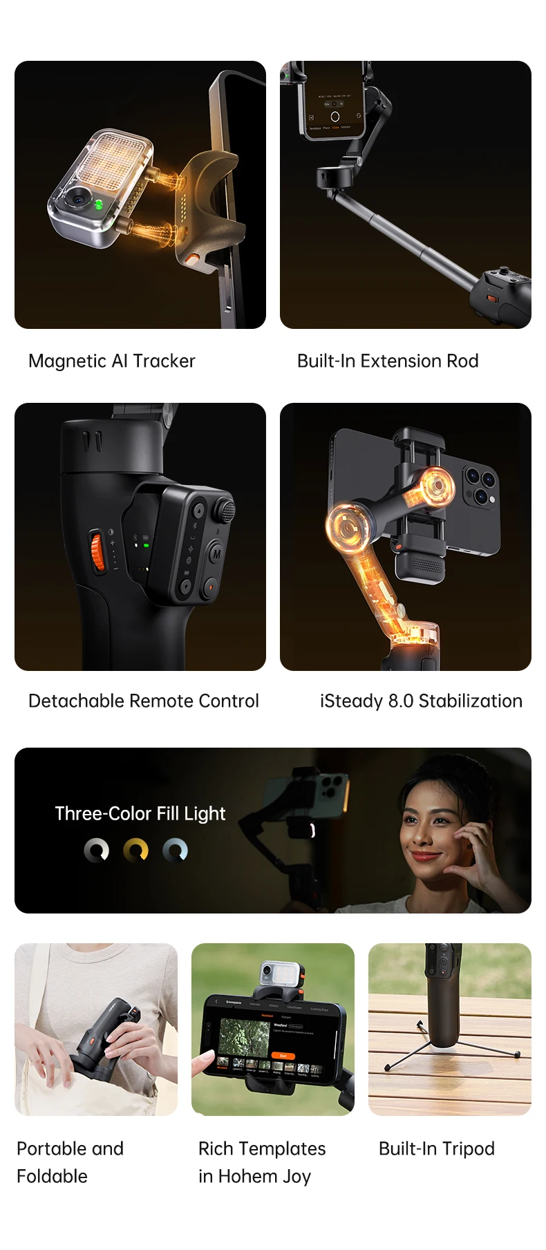 iSteady V3 Gimbal Stabilizer for Smartphone,3-Axis Phone Gimbal for Video Record