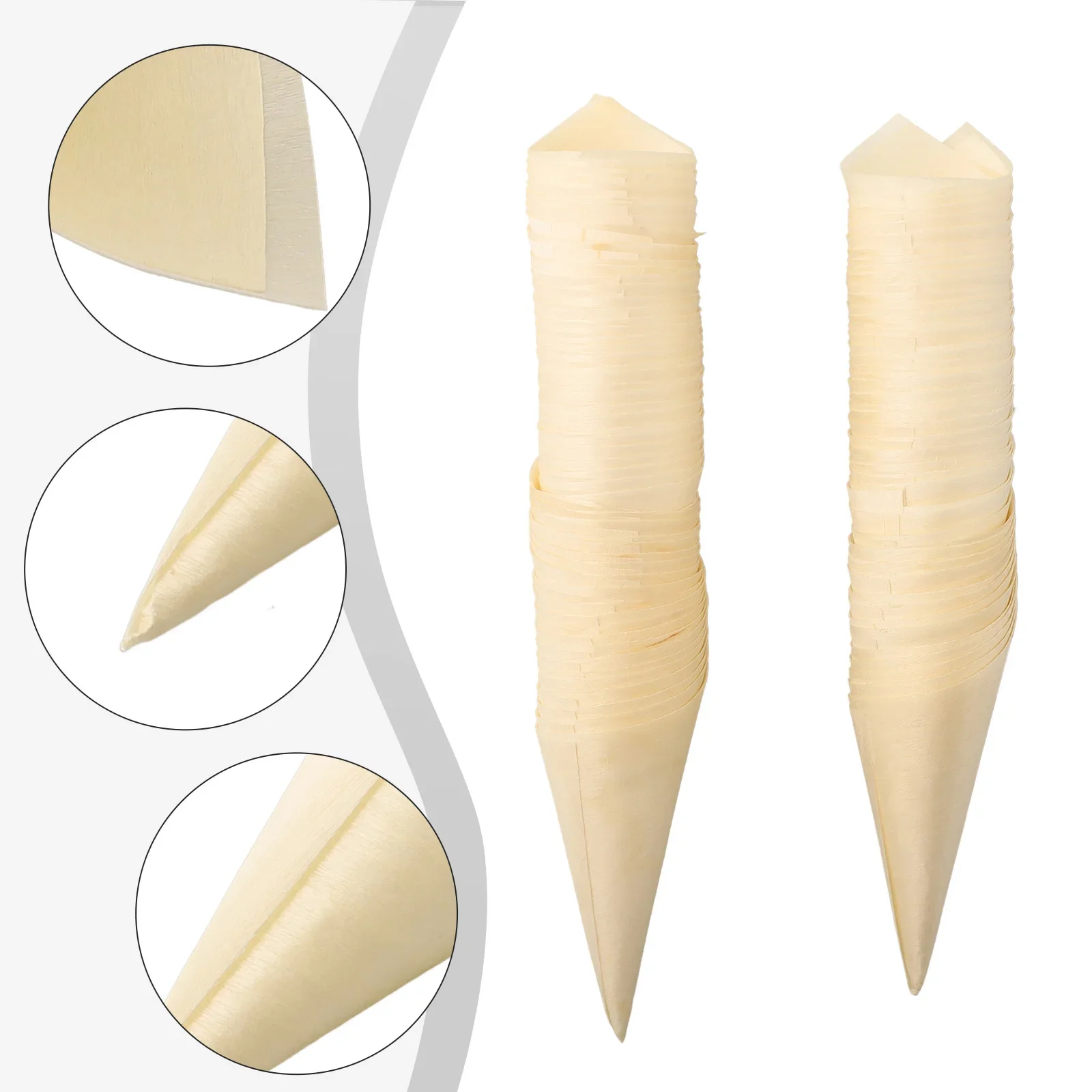 100Pcs Food Cones Wood Tasting Cones Disposable Appetizer For Home Wedding Party Decoration Ice Cream Packaging Candy Cup