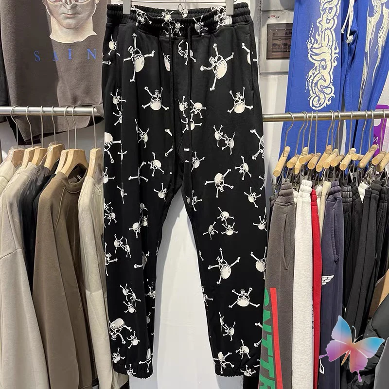 

Real Photo Saint Michael Pants Skull Print Pants Vintage Cotton Wash Trousers Drawstring Tracksuit Men's Streetwear Sweatpants
