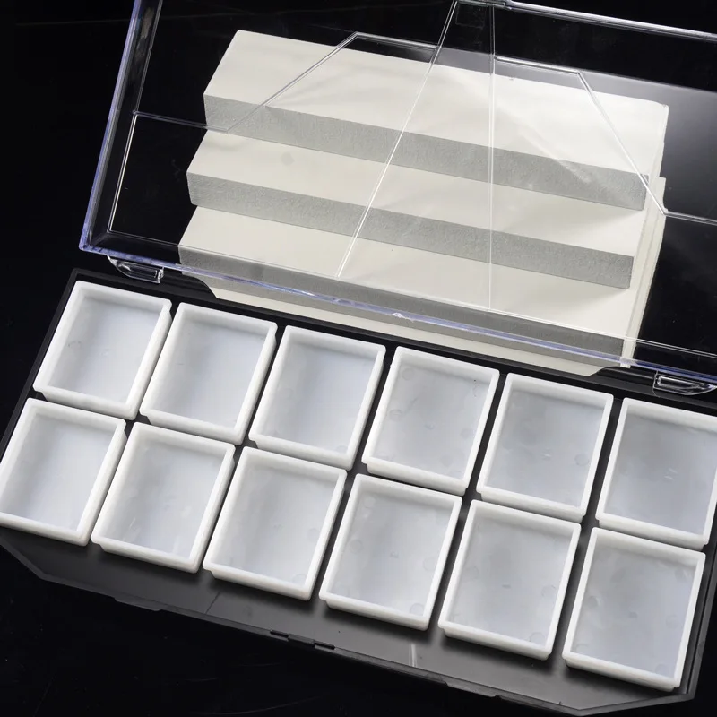 12 Grids Rainbow Split Cake Face Painting Body Art Painting Pigment Plastic Box Empty Palette Tray With Lid 6