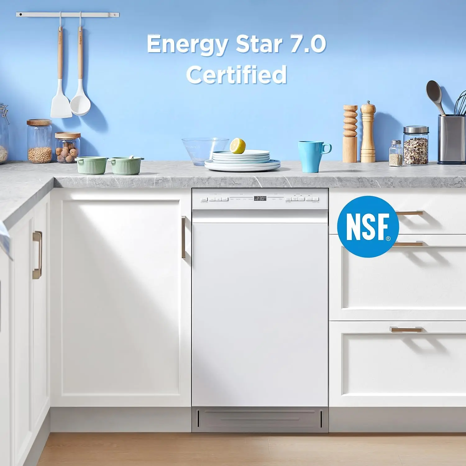Built-in Dishwasher with 8 Place Settings, 6 Washing Programs, Stainless Steel Tub, Heated Dry, Energy Star, White 4