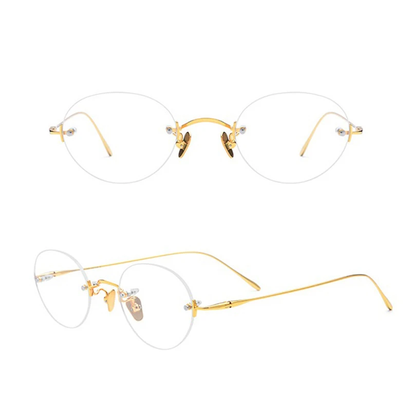 douche iets volgorde Zerosun Titanium Leesbril Mannelijke Vrouwen Randloze Ovale Gouden Brillen  Frame Mannen Ultralight Hoge Kwaliteit Bril + 100 150| | - AliExpress