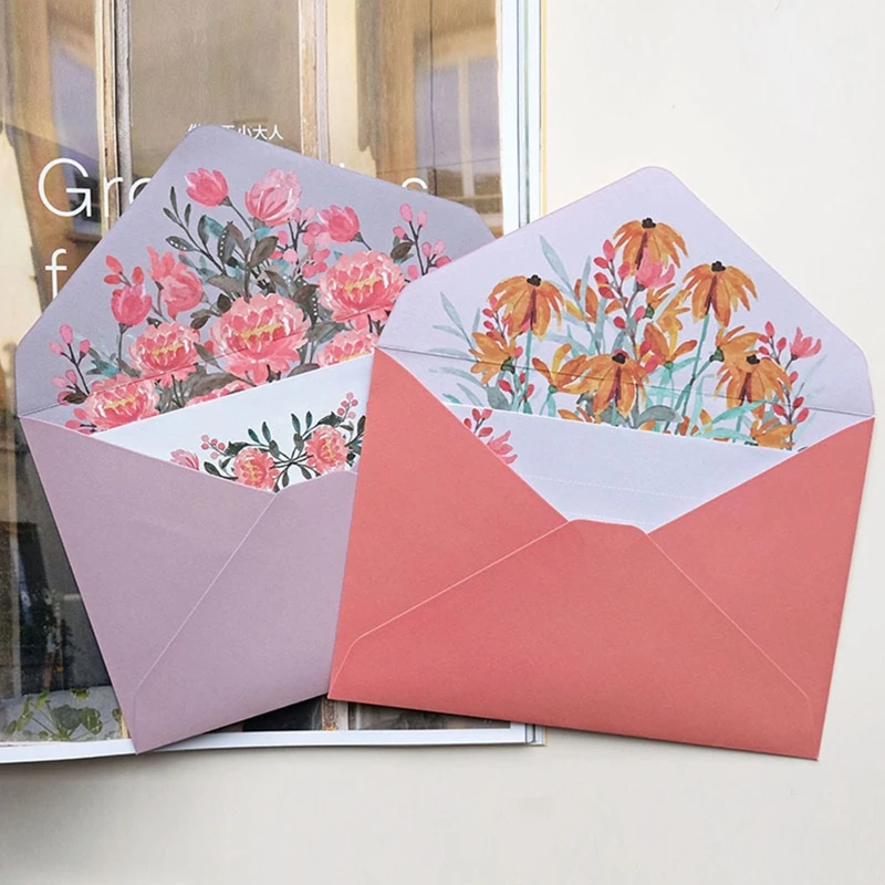 Letter Paper Stationery Flower Envelop Set Wide Ruled Letter Papers for Home Party Invitation Thank You Letter