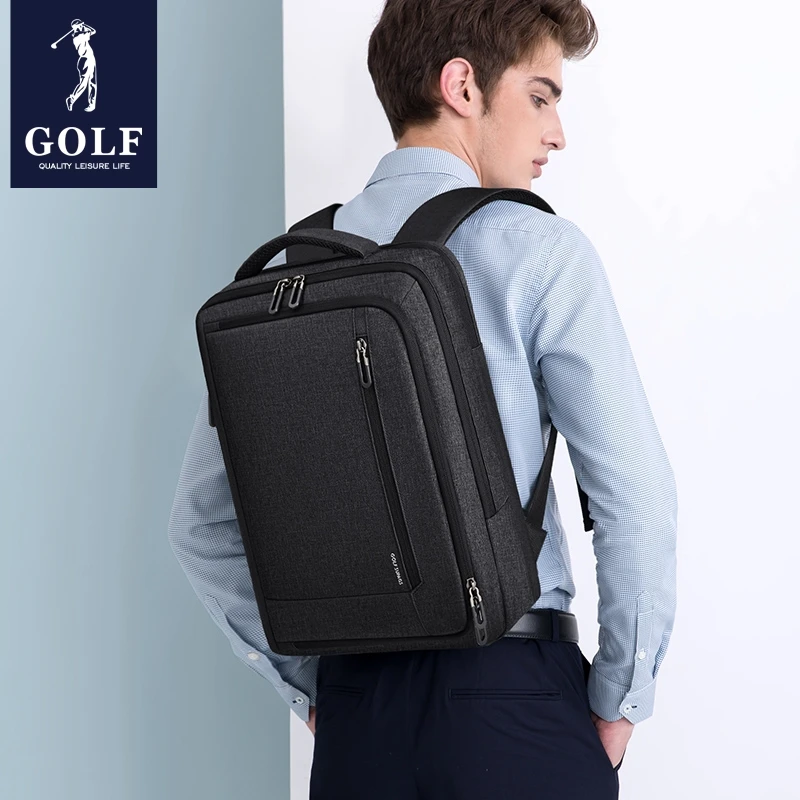GOLF Business Men's Backpacks Slim Laptop Backpack 15 6 Inches Waterproof Elegant Fashion Man Back Pack For Office Black Oxford 6