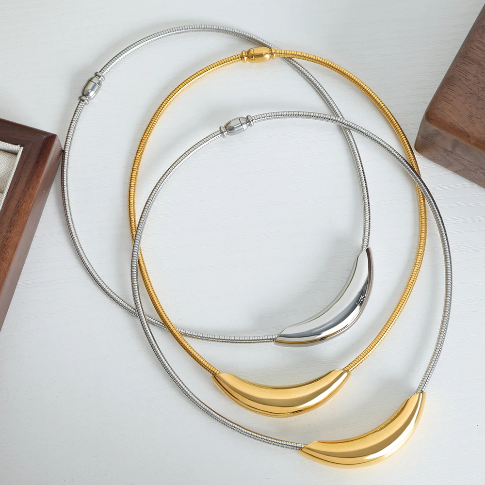 Fashion Stainless Steel Round Necklace Women Gold Plated Choker Punk Accessories Luxury Jewelry Girlfriend Gift
