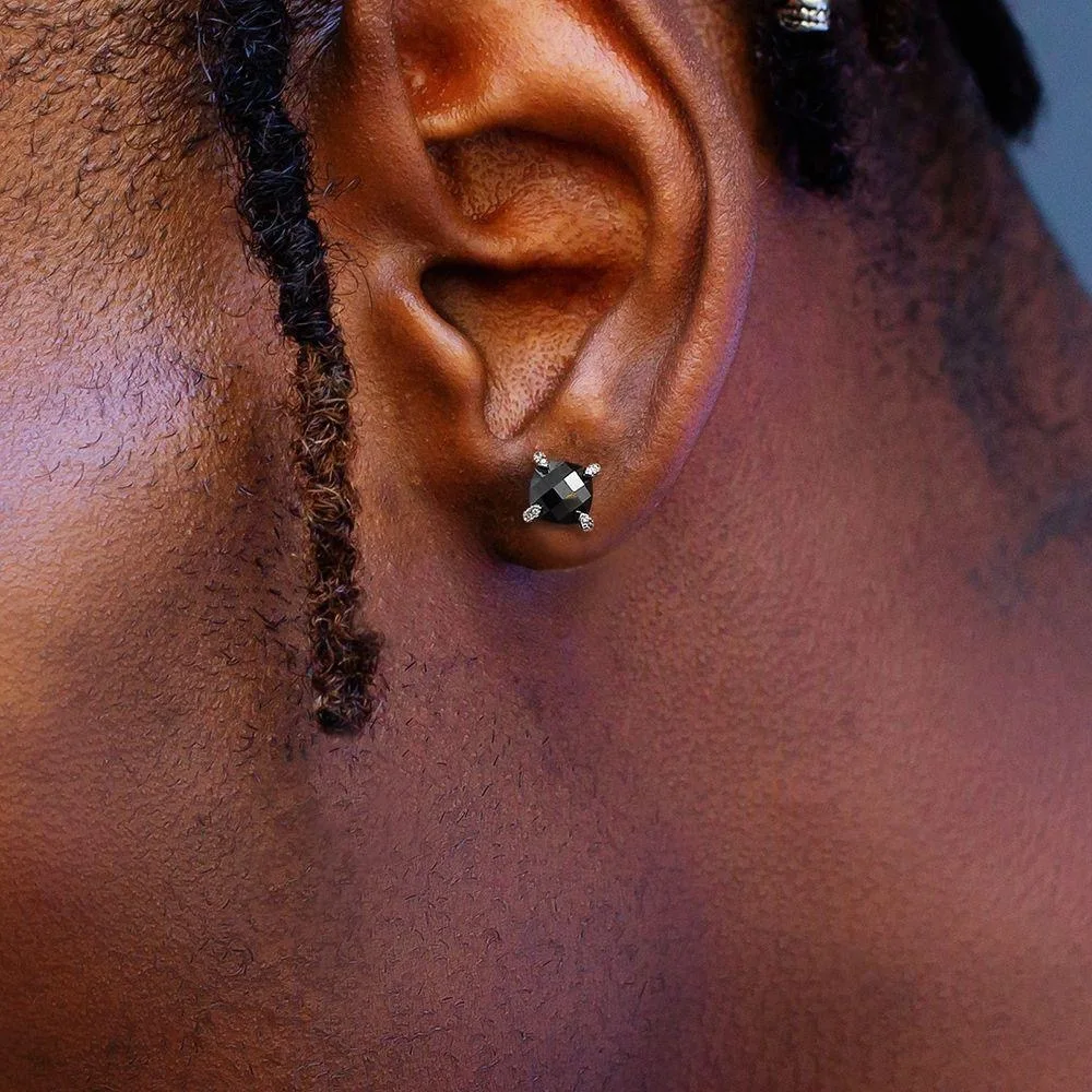 Classic 4 Claws Hippie Stud Earrings for Men Square Blue Zirconia Hiphop Ear Piercing Lobe Accessories Punk Rapper Party Jewelry 3