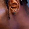 Classic 4 Claws Hippie Stud Earrings for Men Square Blue Zirconia Hiphop Ear Piercing Lobe Accessories Punk Rapper Party Jewelry 3