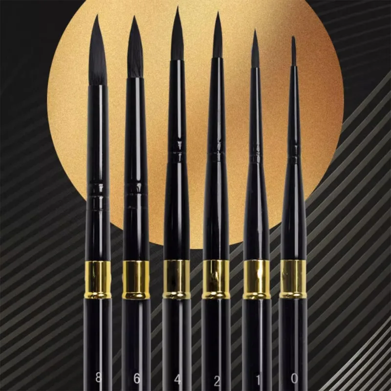 Professional Paint Brushes Set Squirrel Hair Round Pointed Tip Artist Brush For Acrylic Oil Watercolor Gouache Hook Line Pens