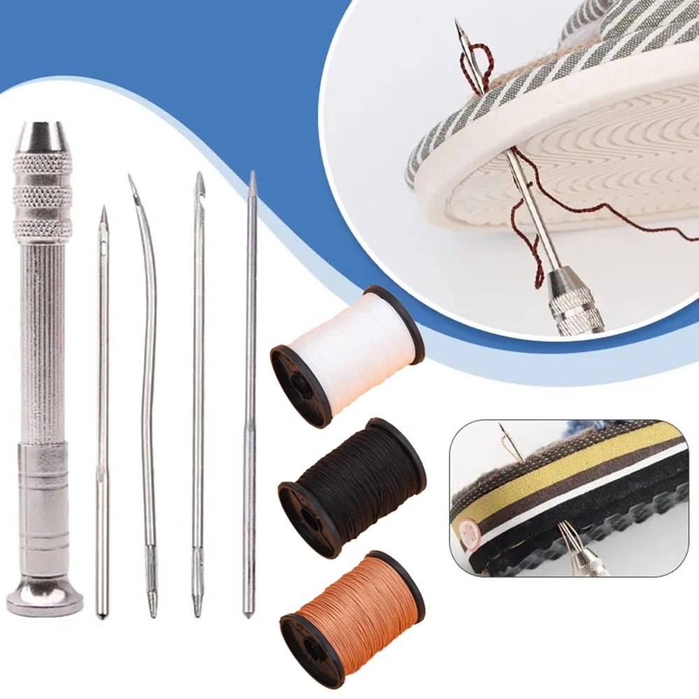 Leather sewing tools Durable Leather Sewing Awl Set Replaceable Multifunctional Shoes Repair Tool Kit Punch Stitching Needles DIY Sewing Leathercraft leather craft tools