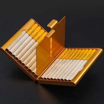 Hold 12 Smoker Cigarette Case Box Double sided Gold Metal cigarette box Smoking Tobacco case box