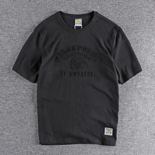 

Three dimensional embossed Indian short sleeve t-shirt men's port style retro washed versatile round neck backing