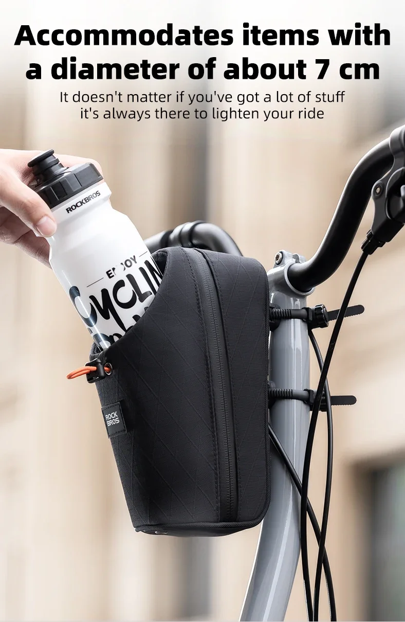 ROCKBROS Klappbare Fahrrad-Wasserflaschentasche, Fahrradlenker, Vorderrahmen, Wasserkocher, Taschen für Brompton Bike, Elektroroller, Werkzeugtaschen – Detail 10
