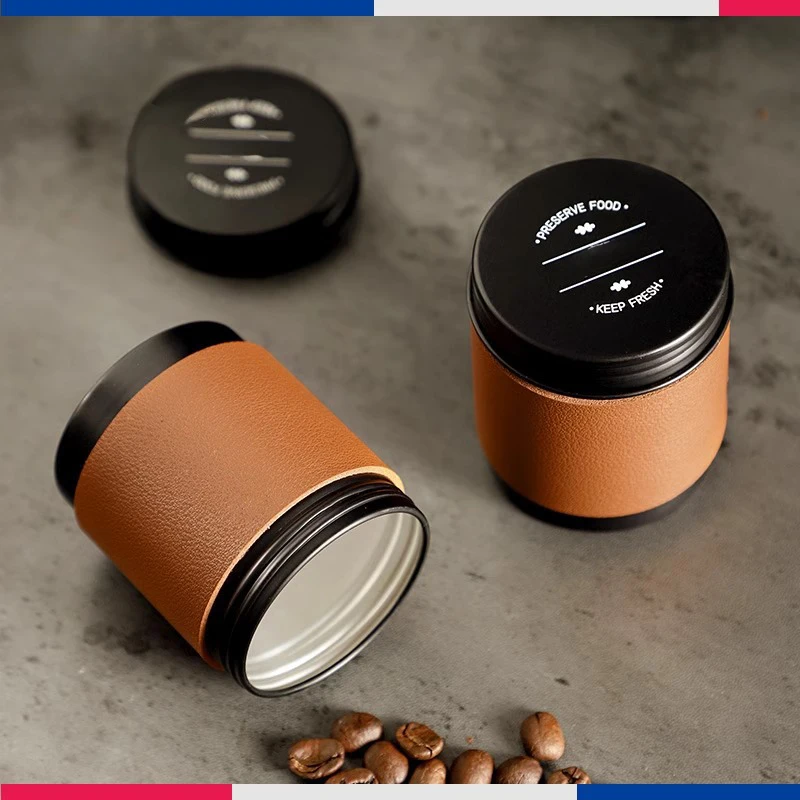 Storage jar Portable Aluminum Coffee Bean Storage Jar Threaded Seal Moisture Proof Compact Multi Functional Freshness Preservation