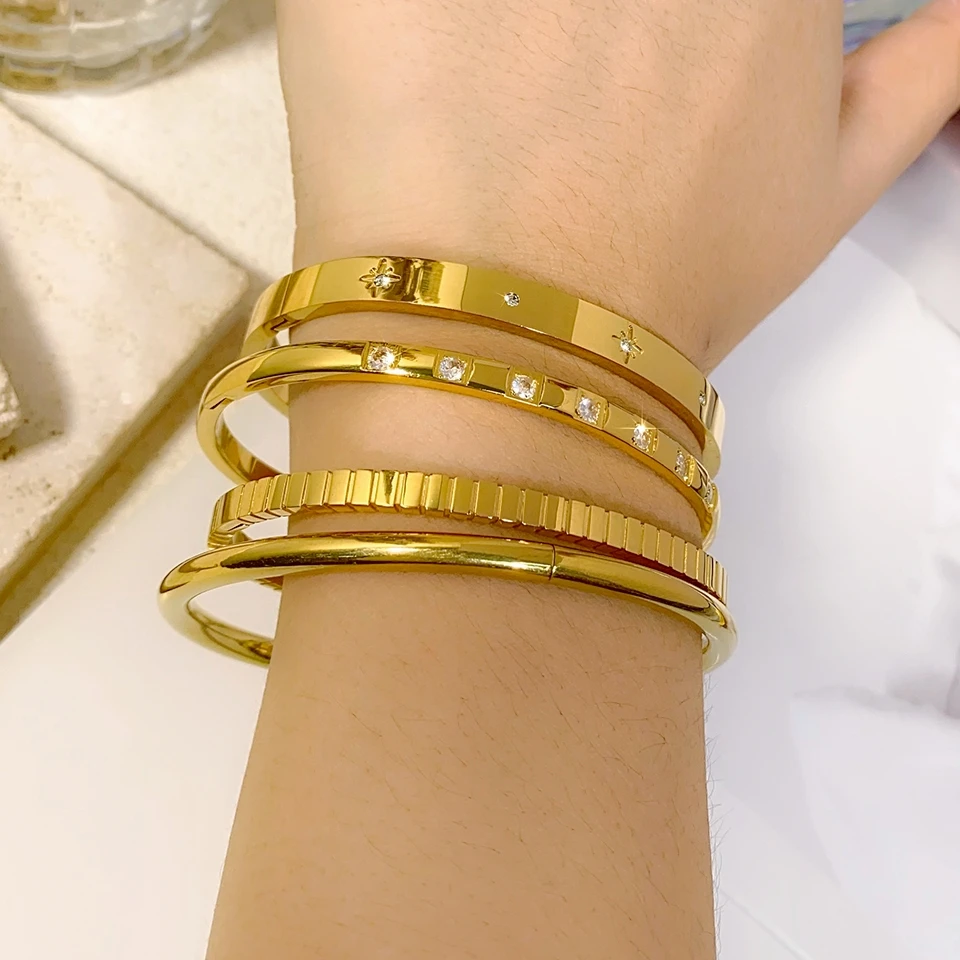 Bangle Bracelet Stainless Steel Multi-category Set for Women 18k Plated Couple Gift