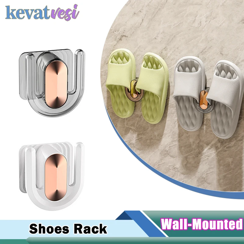 

Bathroom Slipper Storage Rack Wall Mounted Shoes Rack Shoe Cabinet Organizer Towel Holder Toilet Wall Door Slipper Storage Shelf