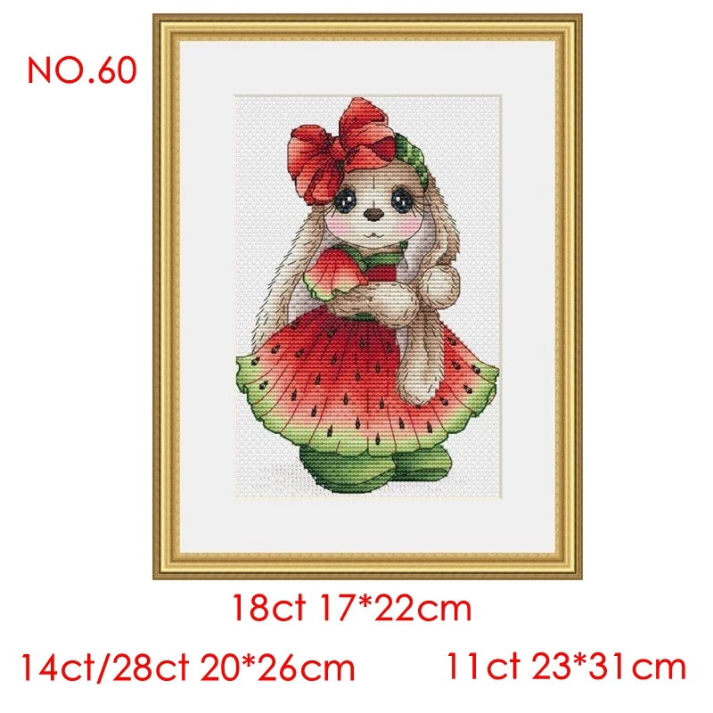 Cross-Stitch Kit Watermelon Rabbit Series 28ct 18ct 14ct 11ct can be Printed cloth hand Embroidery Material Bag