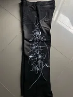 Jean baggy vintage Y2K noir imprimé motif épine, tendance Harajuku, pour hommes et femmes, style streetwear hip-hop décontracté, pantalon large pour couple 3