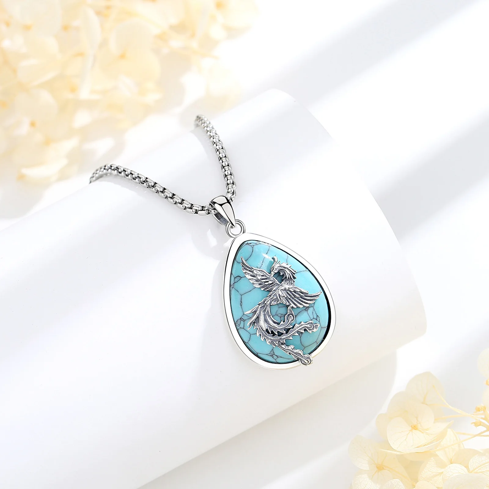 Eudora Original 925 Sterling Silver Phoenix Neckalce for Women Men