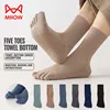 MiiOW Five Finger Sock Men Pure Cotton Split Toe Sock Deodorant Antibacterial Running Sports Sock Winter Towel Bottom Terry Sock