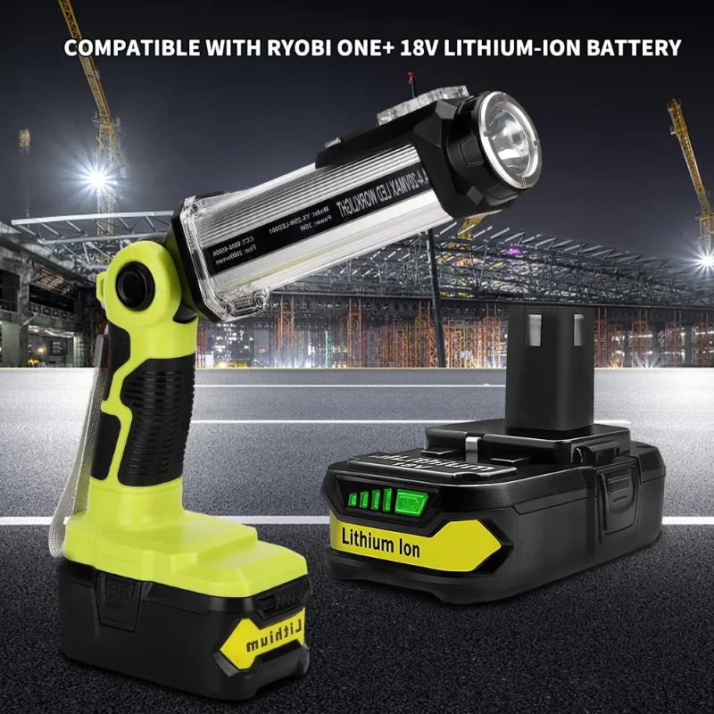 Luz de Trabalho sem Fio Led para Ryobi Lanterna Multifunções ao ar Livre Iluminação Ampla Bateria de Lítio 14.418v Mais Plus 2000lm - Image 2