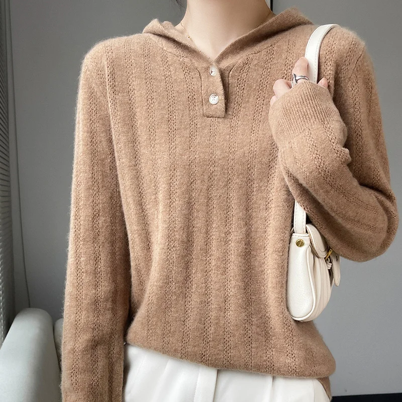 New Autumn And Winter Hooded Wool Sweater Women's Thin Hollow Pullover Korean Joker Hoodie Bottoming Shirt Inside autumn and winter new cashmere sweater men s round neck solid color padded leisure pullover sweater wool knitted bottoming shirt