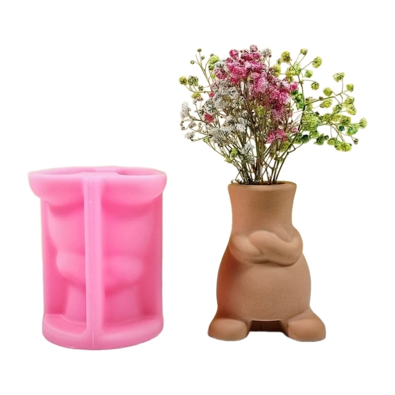 Silicone Flower Pots Mold Epoxy Resin Molds Abstract Human Pen Holder Holder Cement Planter Mould Home Decorations