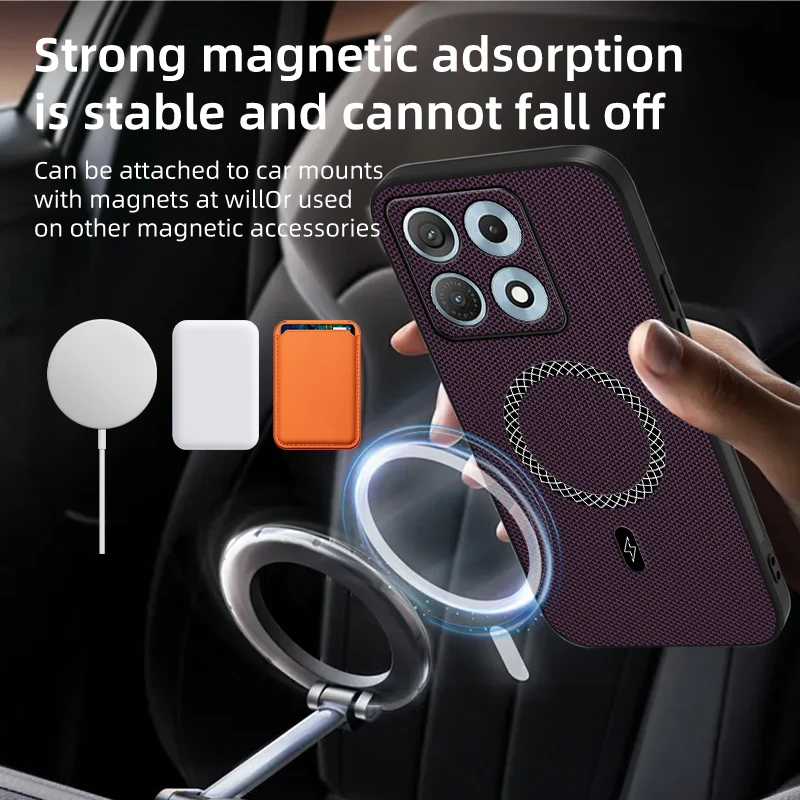 Business Triangular Texture Magnetic Shockproof Leather Anti-slip Phone Case