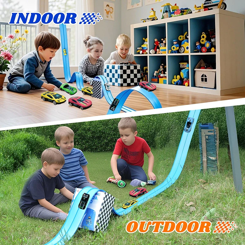 Flexible PVC Double Track Racing Car Ramp for Kids