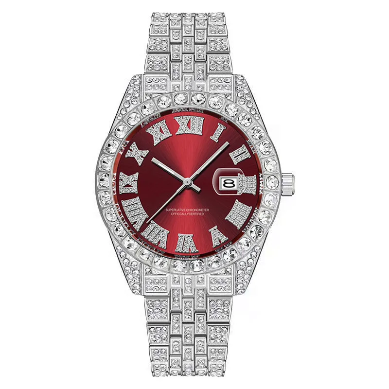 Sleek Men's Luxury Gold-Tone Diamond Watch with Alloy Band