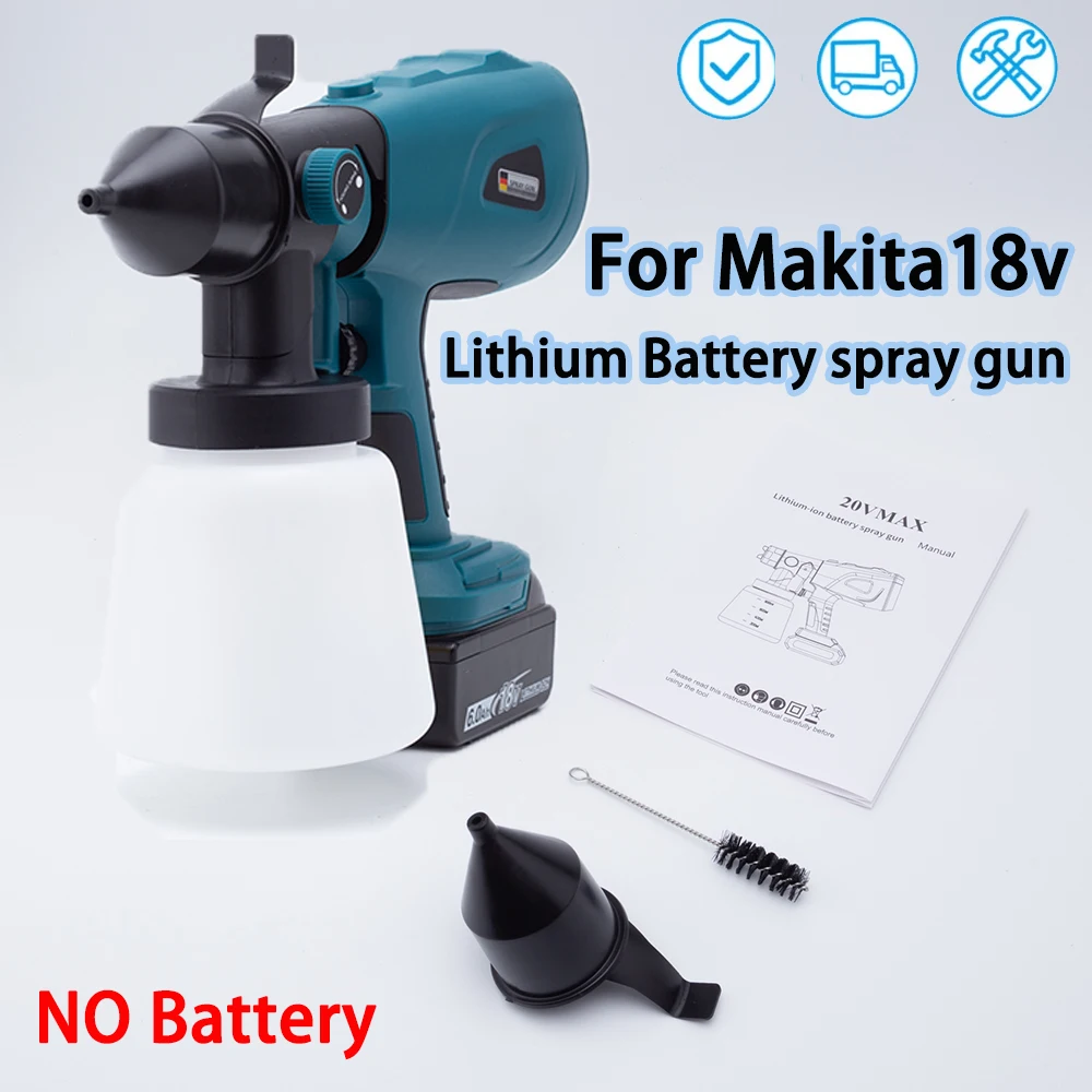 Cordless Electric Spray Gun For Makita 18V Lithium Battery High Power Control Electric Paint Sprayer (NO Battery) 12v 15ah 20ah 18650 lithium battery pack built in 10a 20a sprayer surveillance camera backup power solar battery 12 6v charger