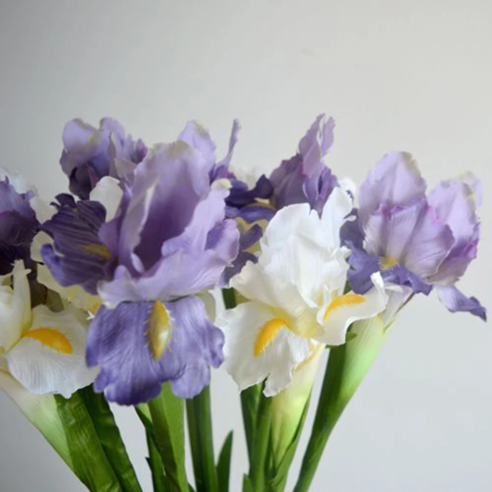 ArtificialFlowerIrisFlowerBranchFakeSilkFlowersBranchBouquetRealTouchDinnerforHome
