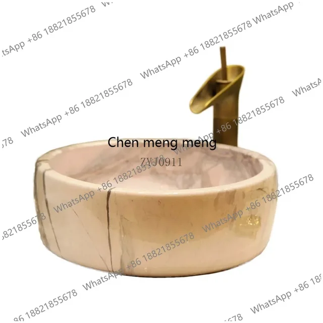 อ่างล้างหน้าแบบวางบนเคาน์เตอร์ RR Art เซรามิกสำหรับห้องน้ำ ลายหิน 6