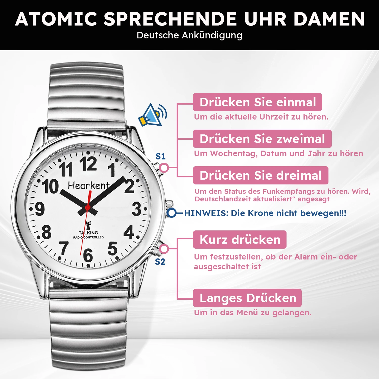 Hearkent Talking Watch Sprechende Uhr Hearkent Womens Digital