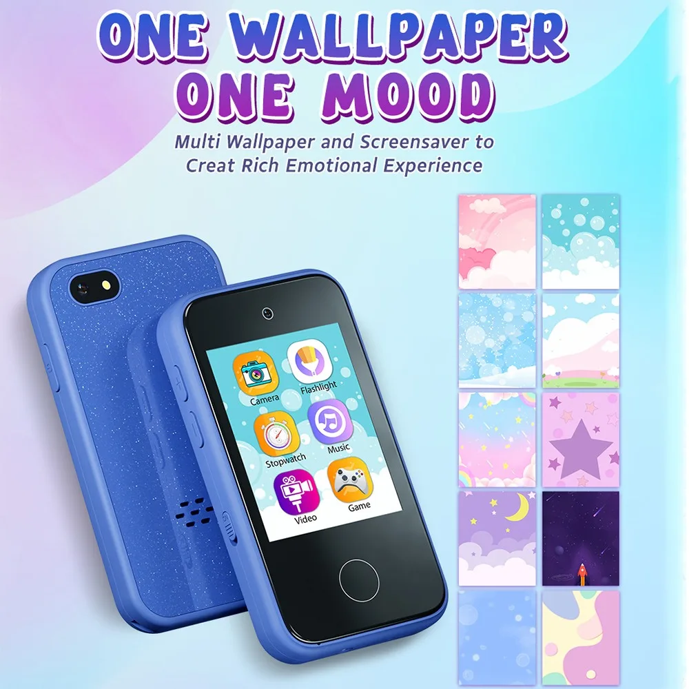 Dual Camera Children's Electronic Toy Mobile Phone Type-C Charging IPS Touch Model HD Photo Recording MP3 Player for Children's