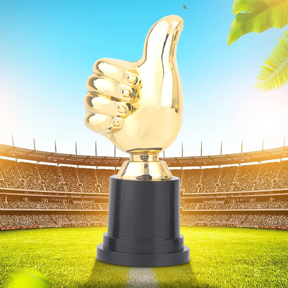 Thumbs Up Trophy Plastic Gold Trophies Encouragement Competition Winner Prize 5in High for Home Desktop Decor