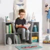 Kids Cube Organizer with Lounge Chair and Large Cube Shelving, Grey 1