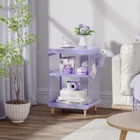 Night Stand,Cute End Table with Storage Drawer,Kids Nightstand for Bedroom Furniture,Bedside Table Small Purple 2