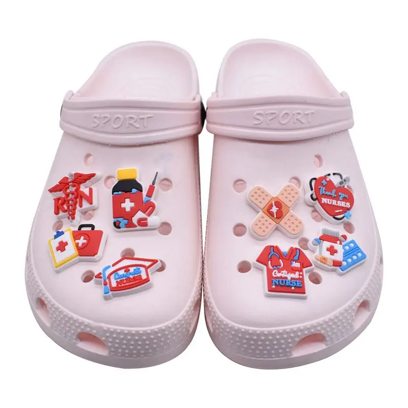 

New 1Pcs PVC Cartoon Capsule Medicine Medical Health Series Shoe Charms Accessories For Croc Wristband Decorations Kid Gift