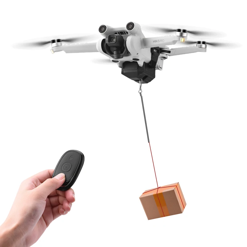 Lanceur de charge utile pour drone FIMI X8SE, montrant le système d'attache et le compartiment.